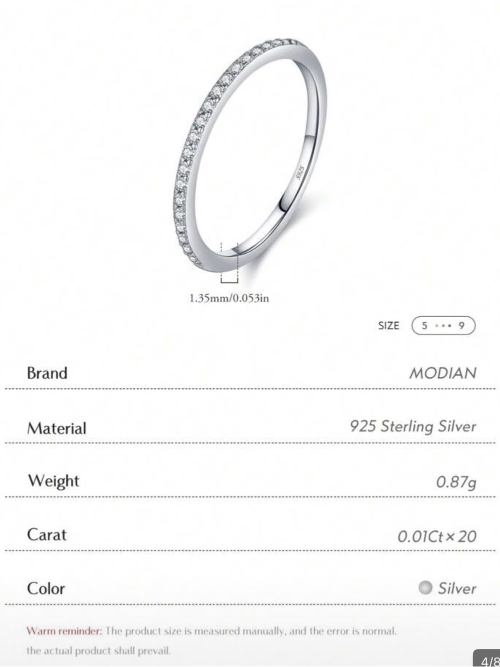 Silver Pave Eternity Band Ring - Silver